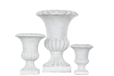 Pokal Blomsterkrukke Hvit Poly – Potte på Fot (18 cm)