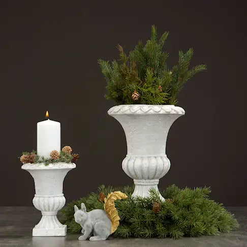 Pokal Blomsterkrukke Hvit Poly – Potte på Fot (18 cm)