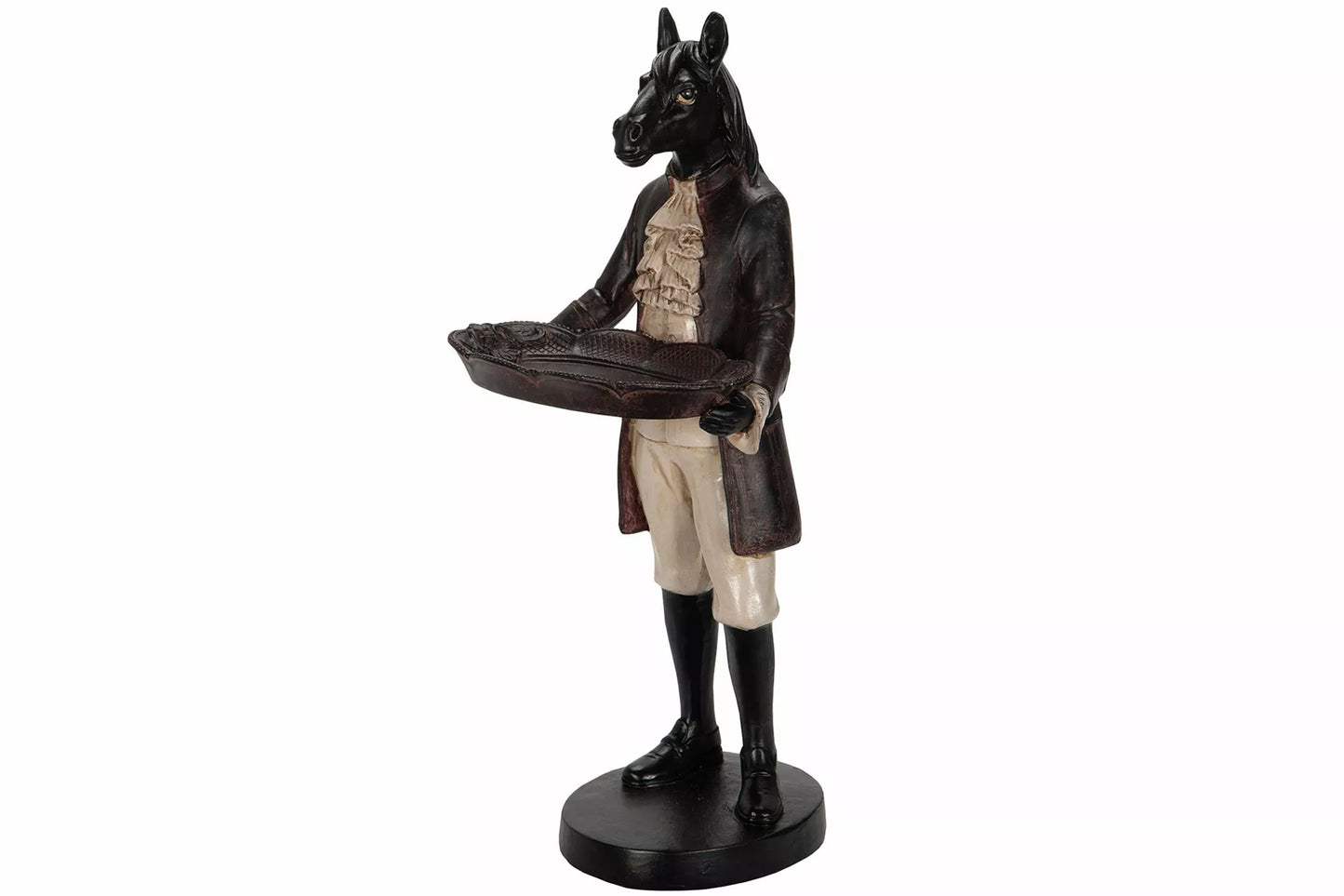 Dekorativ hest med fat – elegant interiørfigur i polyresin (15x35 cm)