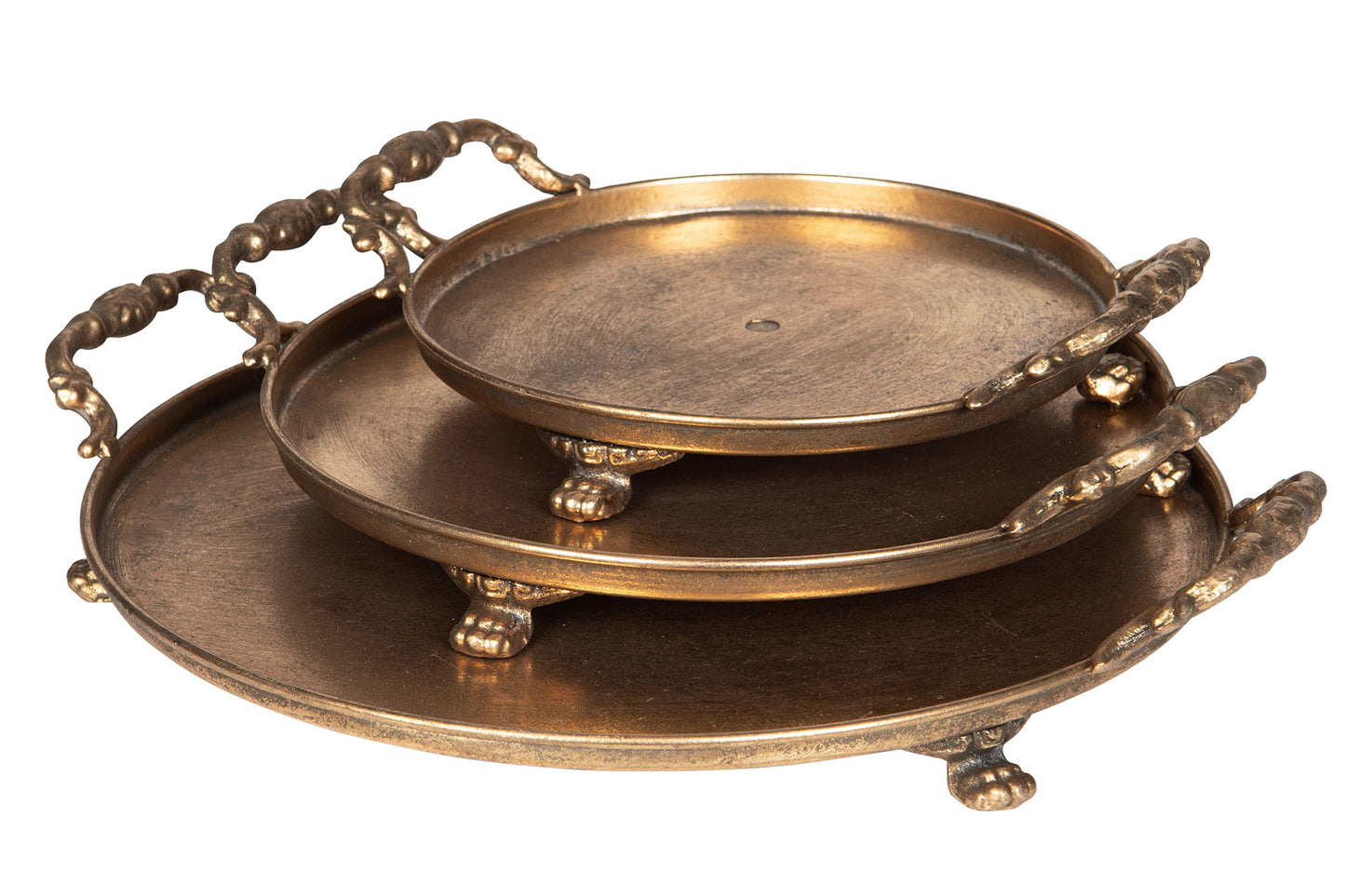 Lana Fat i gull – Dekorative metallfat, sett av 3 stk