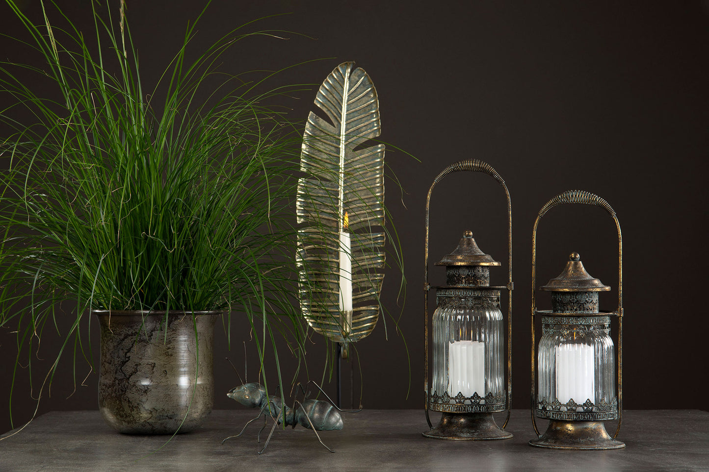 Lanterne Lucy – messing i metall og glass (43 cm)