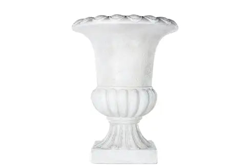 Pokal Blomsterkrukke i Hvit Poly – Elegant Potte på Fot (45 cm)