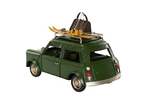 Dekorativ Mini Cooper i metall – grønn, 17 cm