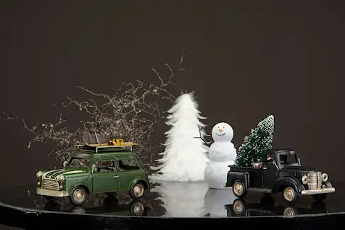 Dekorativ Mini Cooper i metall – grønn, 17 cm