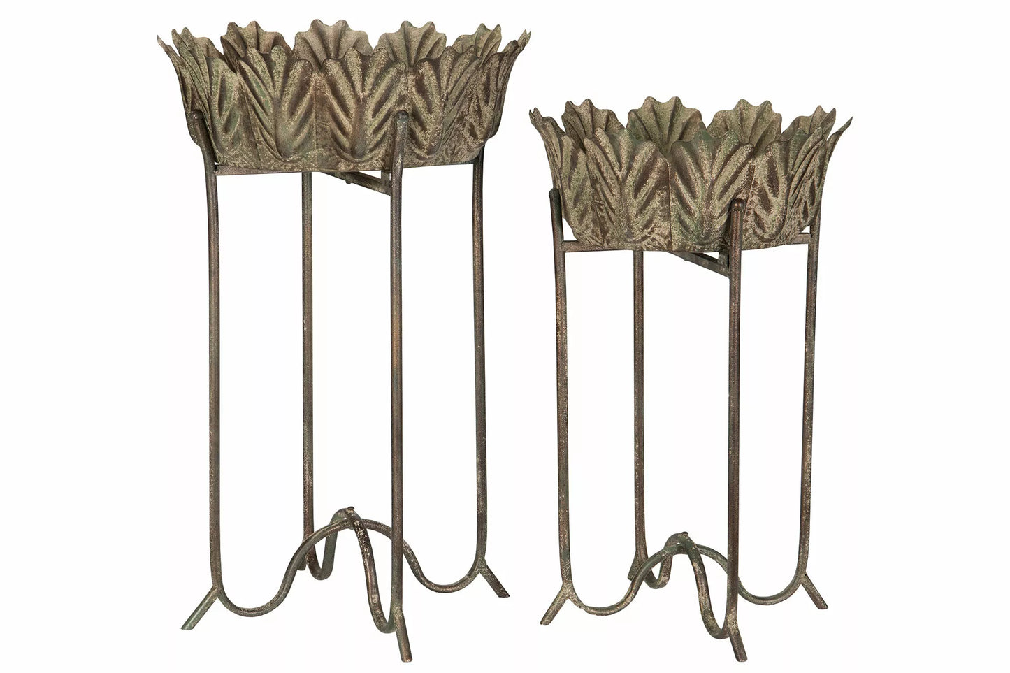 Plante pidestall Blad Metall Grønn – 2 stk