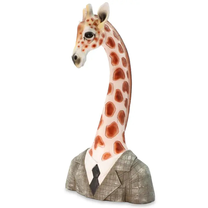 Giraff i dress – dekorfigur i polyresin, H 42 cm