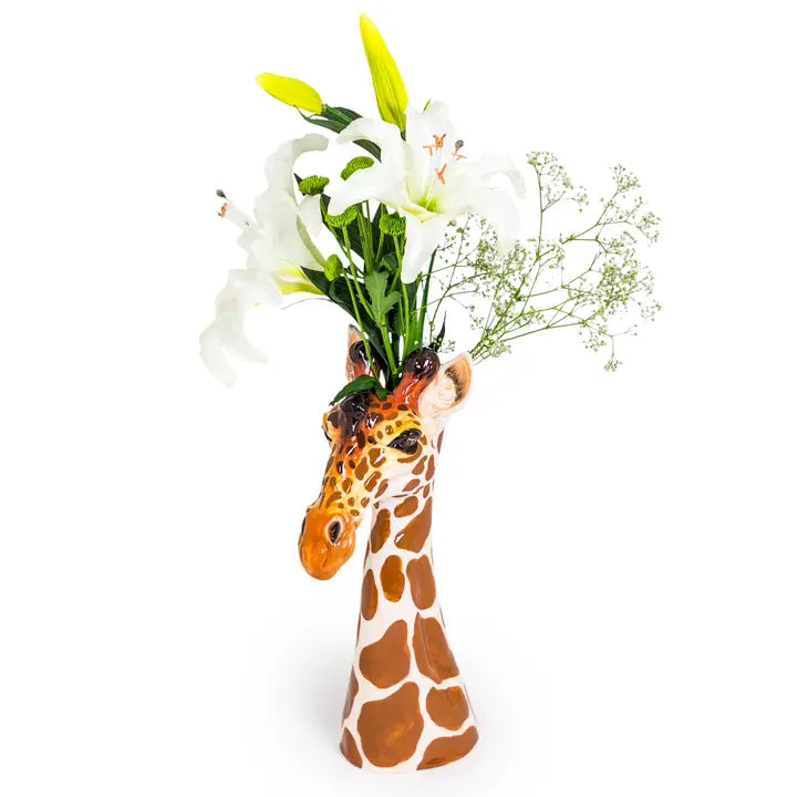 Håndmalt giraffhode-vase – kunst og karakter i ett