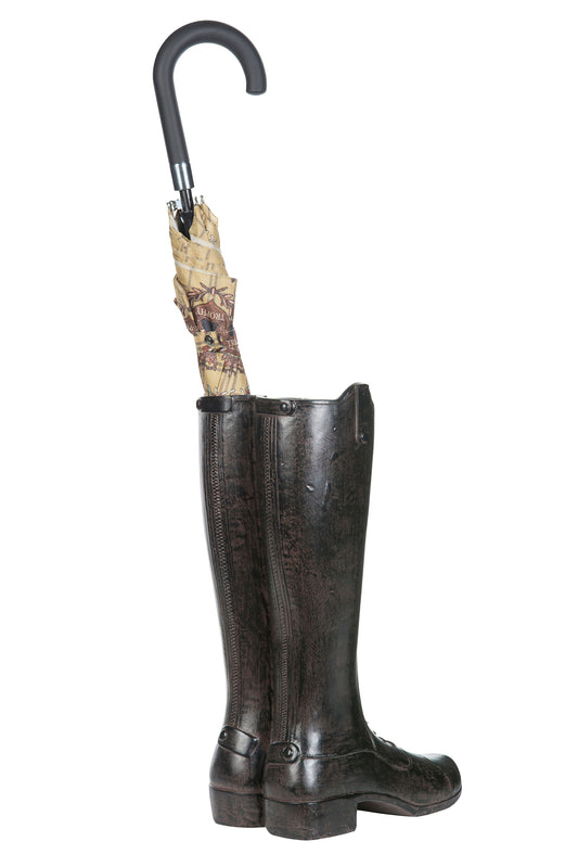 Paraplystativ – dekorative støvler i brun polyresin (48 cm)