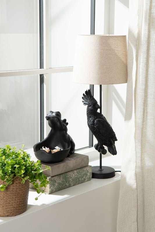 Lampfot Kakadua – Skulpturell eleganse i sort