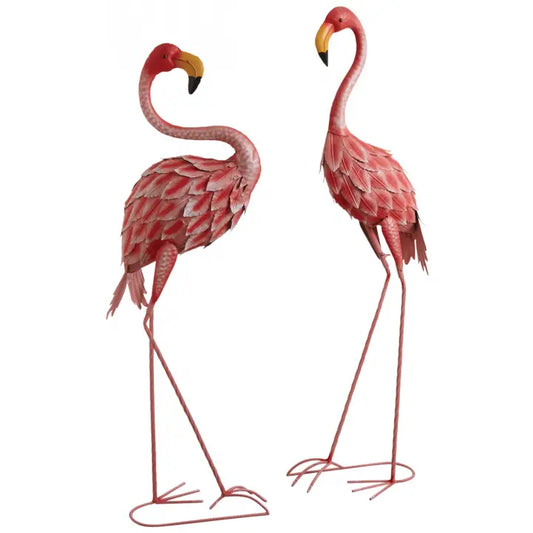 🚩 FORHÅNDSBESTILLING - Rosa flamingo i metall – skulpturell hageglede