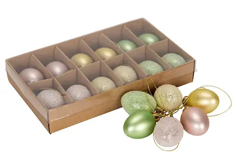 Glass egg 12 stk i pastell farger