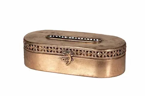 Tissue-beholder i gullbrun metall