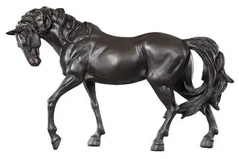 Stor Svart/Brun Hest i Poly – Majestetisk Dekor (44 cm)