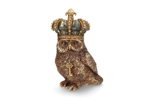 Dekorativ ugle med krone – 26 cm