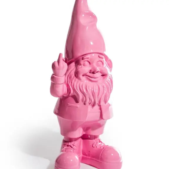 «Naughty Gnome» i lys rosa – frekk figur i stor størrelse
