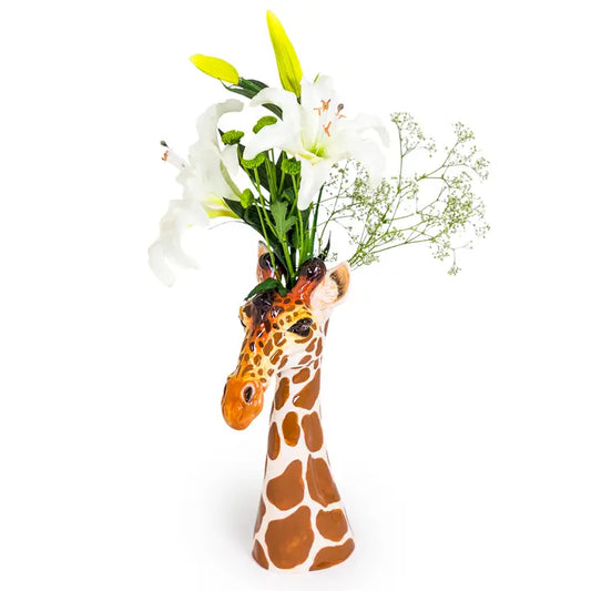 Håndmalt giraffhode-vase – kunst og karakter i ett