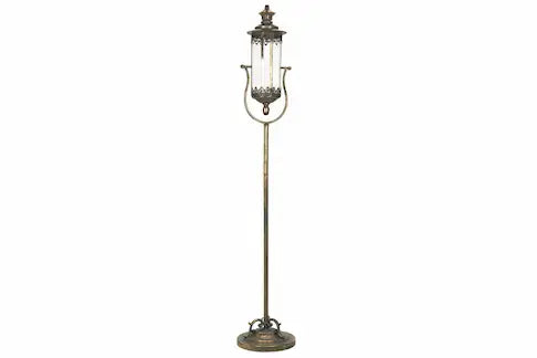 Lyslykter Løyntnant sett – Elegant gulvmodell i gyllen brun finish (142 cm)