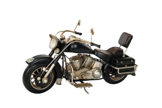Dekorativ motorsykkel i metall – svart, 14 cm
